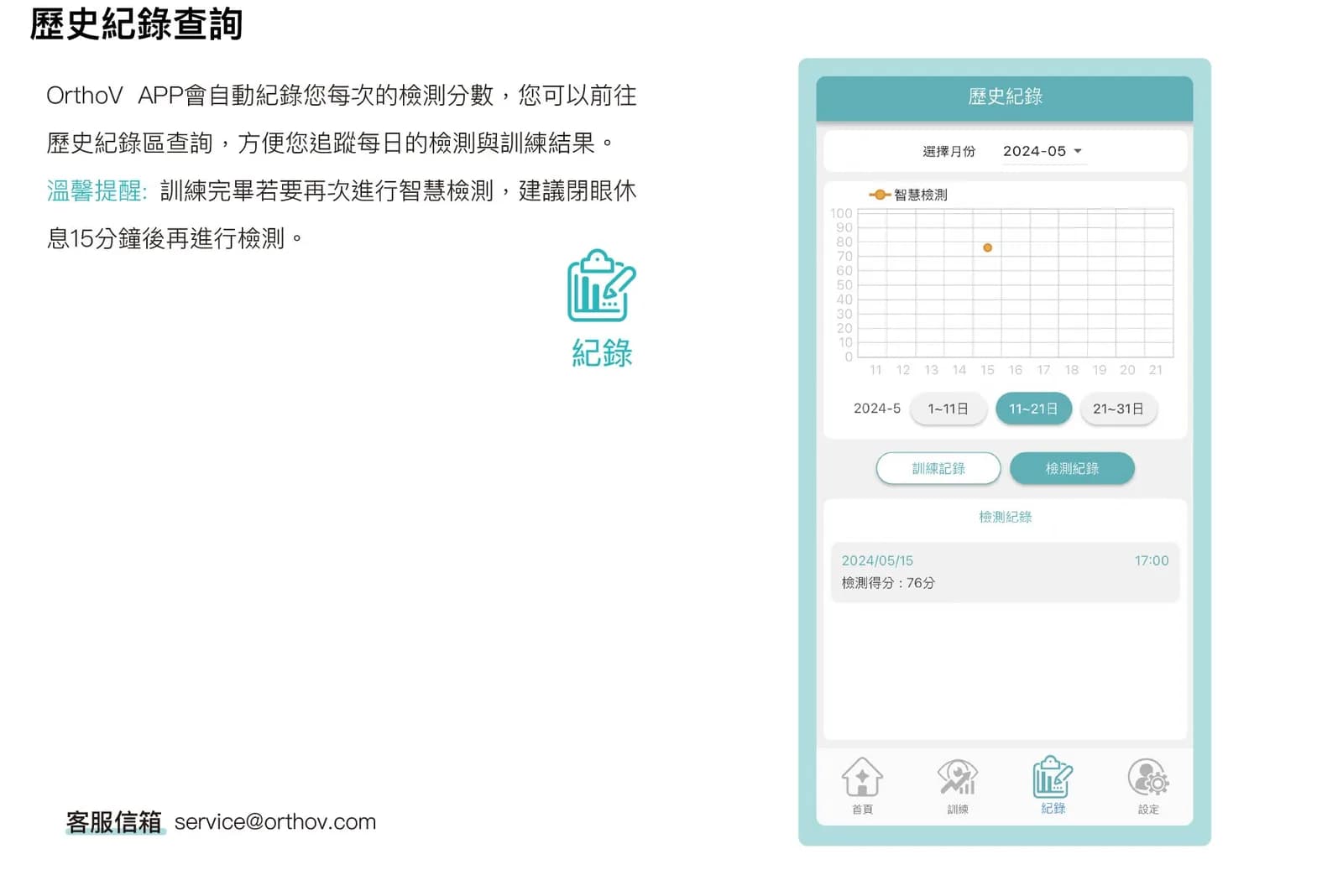 歷史紀錄查詢介面示意圖